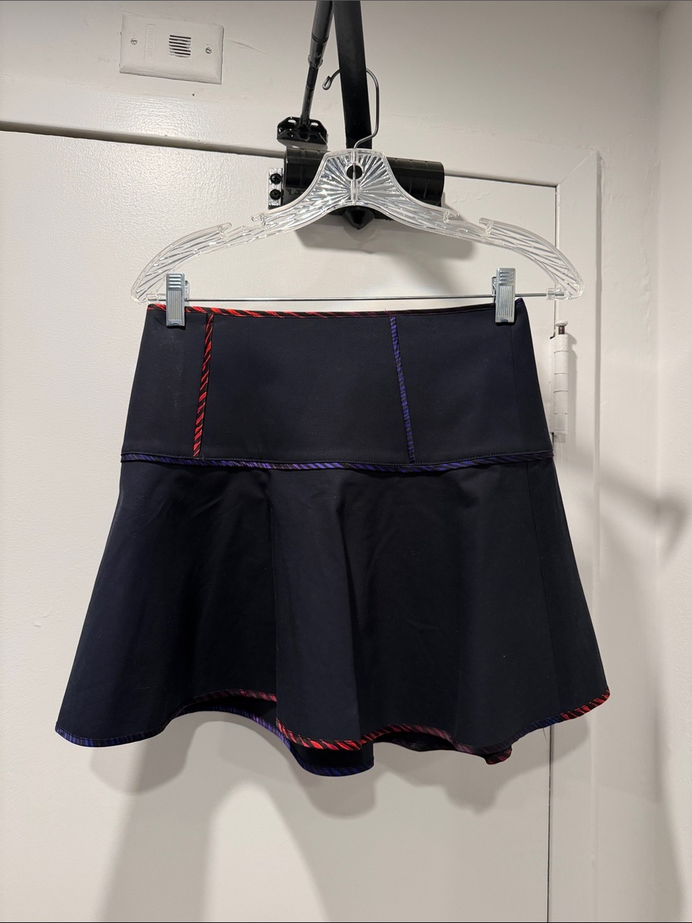 Club Monaco Navy Skater Skirt with Red and Purple Trim